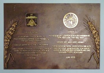 The Jarek Commemorative Plaque in the foyer of the community house in Bački Jarak (which was inaugurated in June 2010).